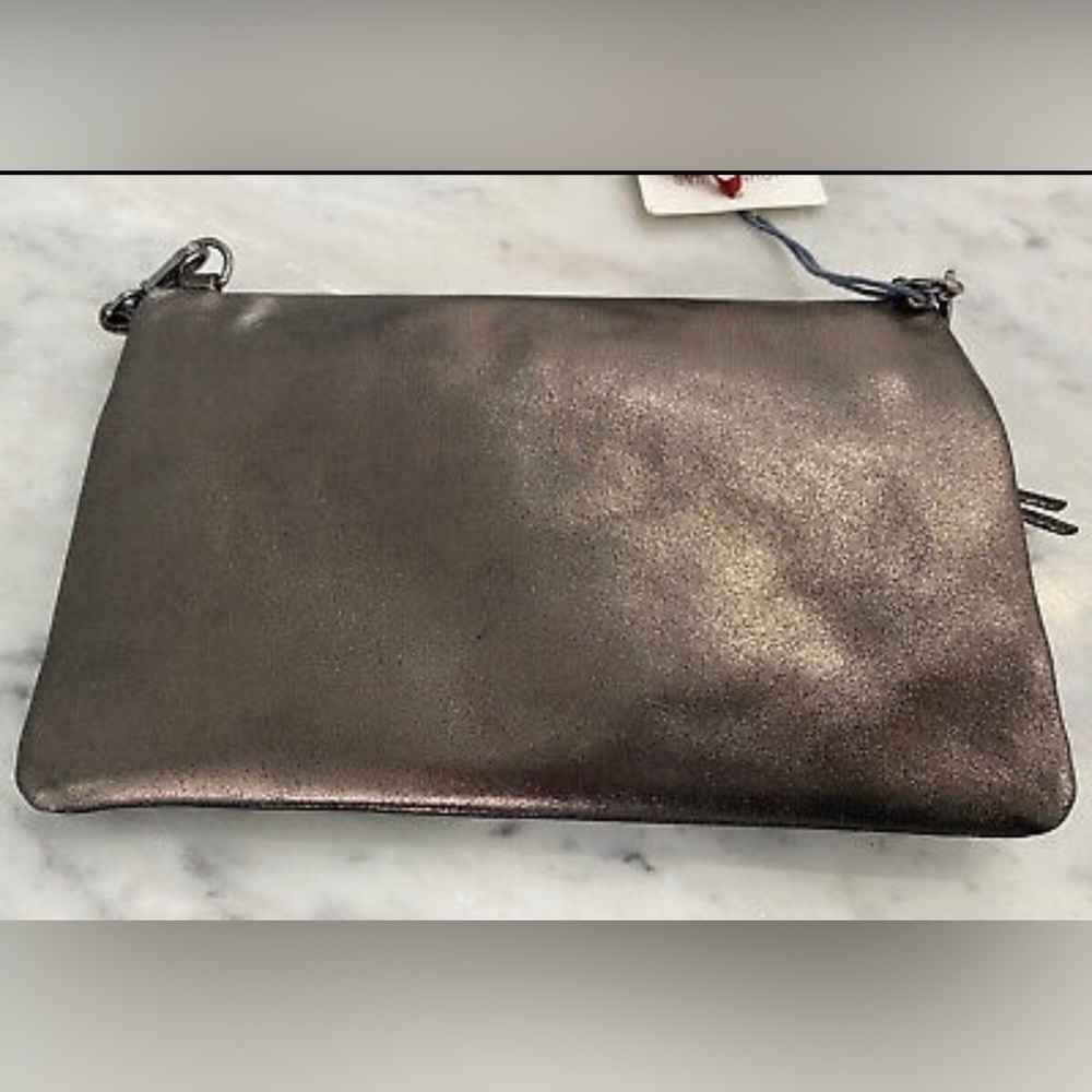 🔥🔥Johnny Was Gemma Laminated Suede Gunmetal Convertible Clutch NWT - Picture 14 of 15
